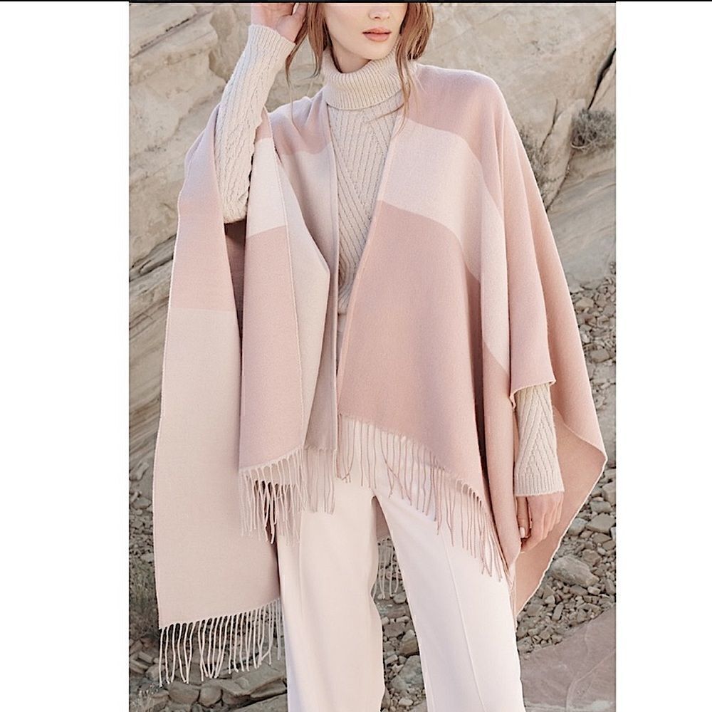 Soia & Kyo Woven Pink Scarf Scarfigan with Fringe